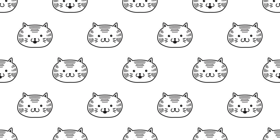 Cat seamless pattern kitten vector head icon wallpaper background イラスト素材