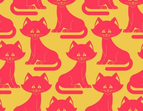 Cat seamless pattern. pet ornament. Animal Texture for childrens cloth Stock Illustration