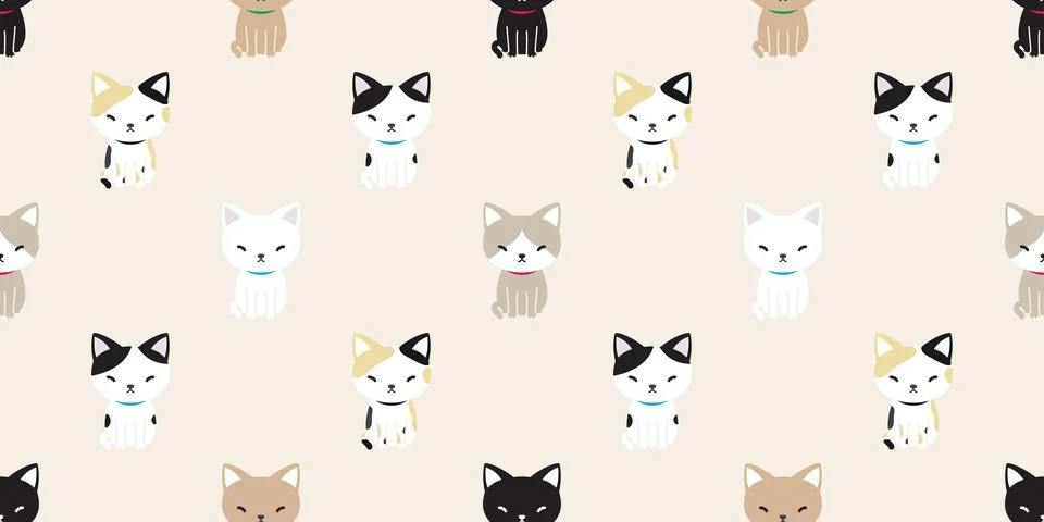Cat seamless pattern vector cat breed calico kitten Stock Illustration