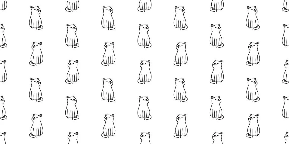 Cat seamless pattern vector cat smile isolated wallpaper Stock Illustration