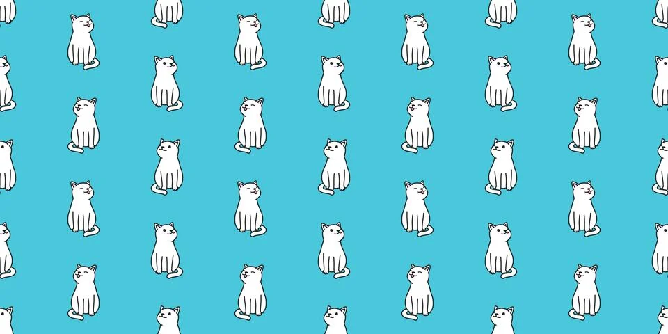 Cat seamless pattern vector isolated kitten cat smile wallpaper background 스톡 일러스트