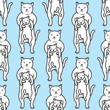 Cat Seamless pattern vector kitten club Animals tile background repeat wallpaper Illustrazione stock