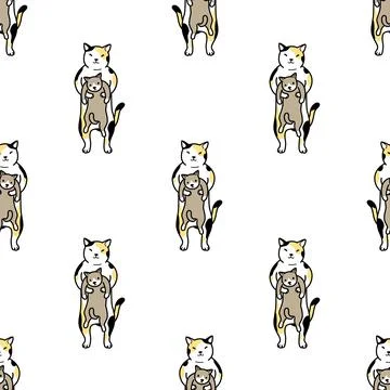 Cat Seamless pattern vector kitten calico Baby Animals wallpaper tile background Illustrazione stock