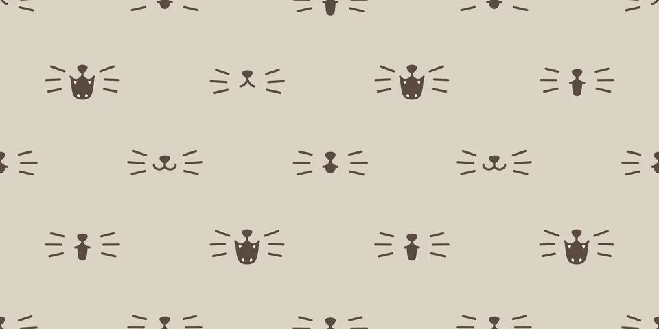 Cat seamless pattern vector kitten smile mouth icon background wallpaper Illustrazione stock