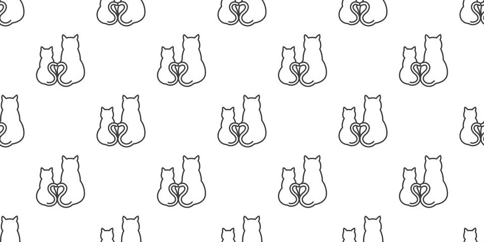 Cat Seamless Pattern vector kitten heart valentine love wallpaper background Stockillustratie