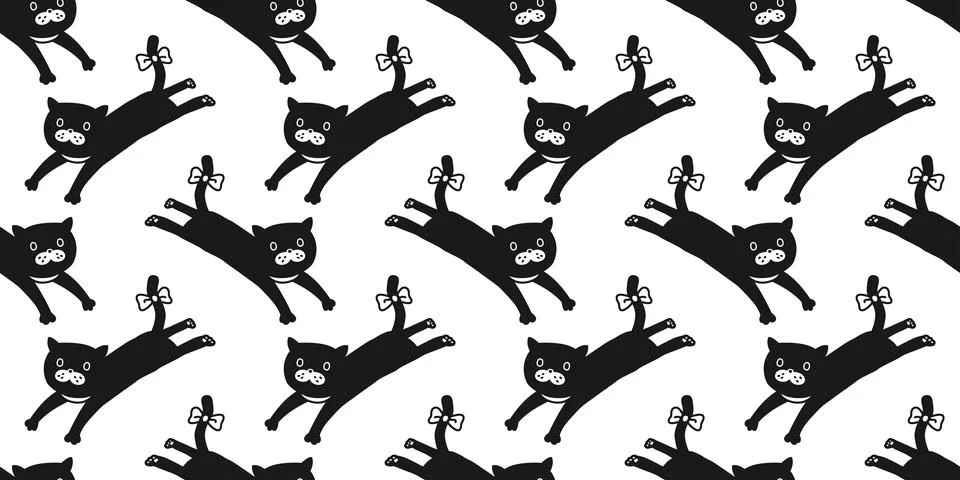 Cat seamless pattern vector kitten jump isolated wallpaper background Illustrazione stock