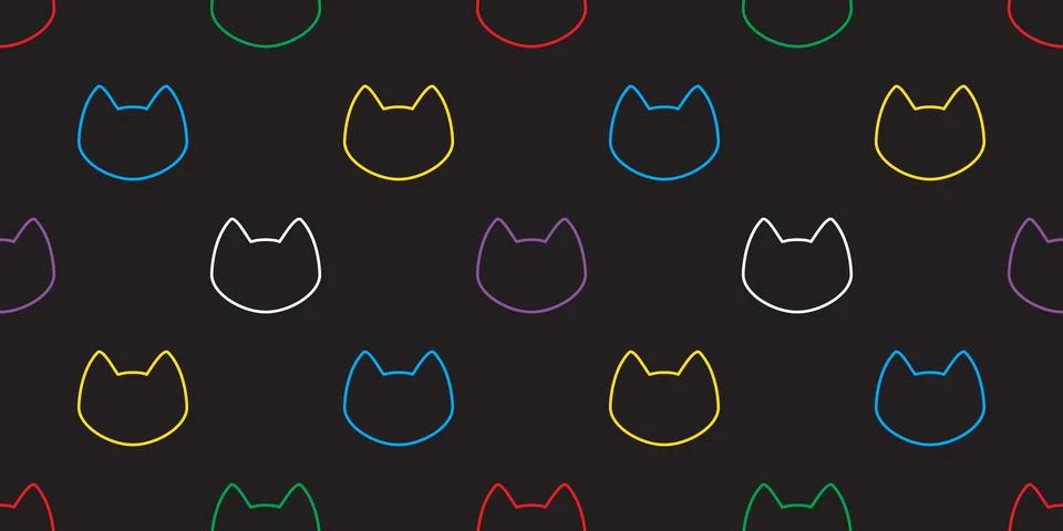 Cat seamless pattern vector kitten icon head wallpaper background Stock Illustration
