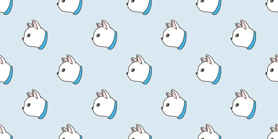Cat seamless pattern vector kitten icon collar isolated wallpaper Stock Illustration