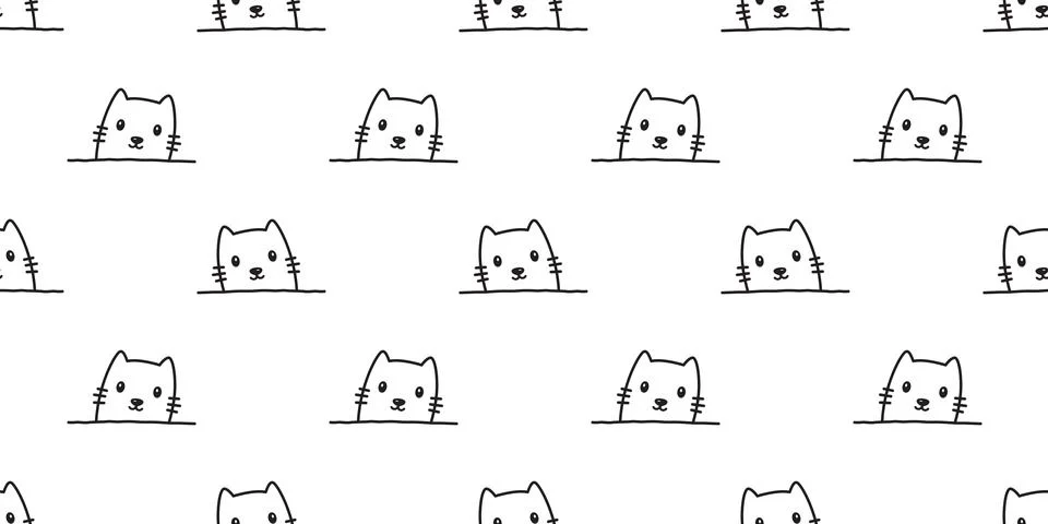 Cat seamless pattern vector kitten icon isolated wallpaper background Stock Illustration