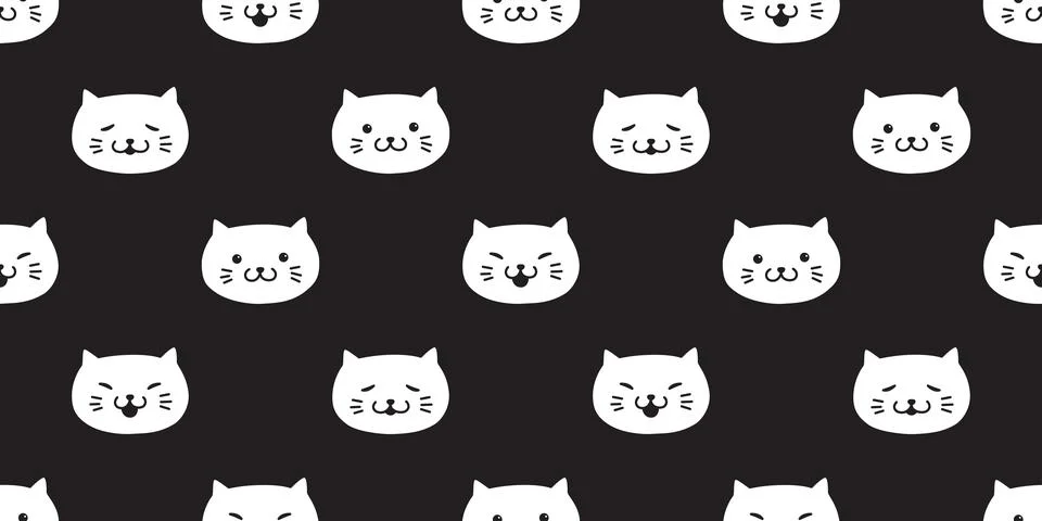 Cat seamless pattern vector kitten head icon wallpaper Stock Illustration