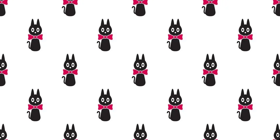 Cat seamless pattern vector kitten bow tie icon wallpaper background Stockillustratie