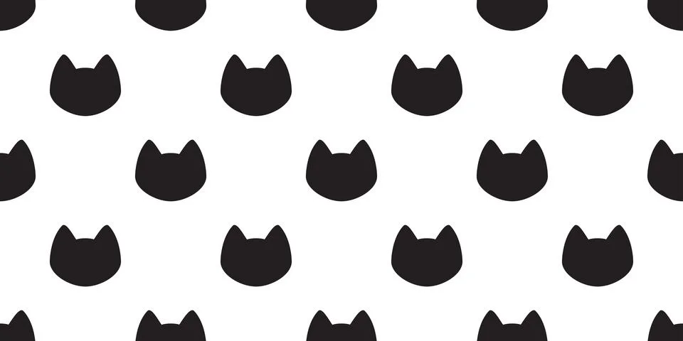 Cat seamless vector pattern kitten head icon isolated background Stockillustratie