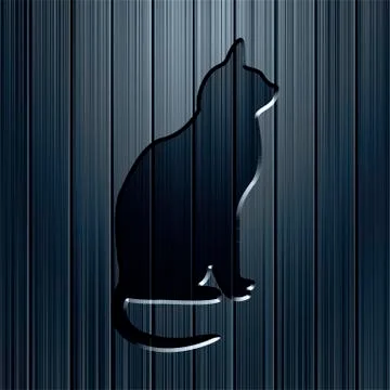 Cat  shape carved on a rusty piece of Wood. Stock Illustration