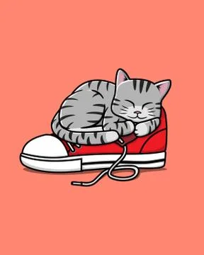 Cat on shoe Vector Stock Illustration