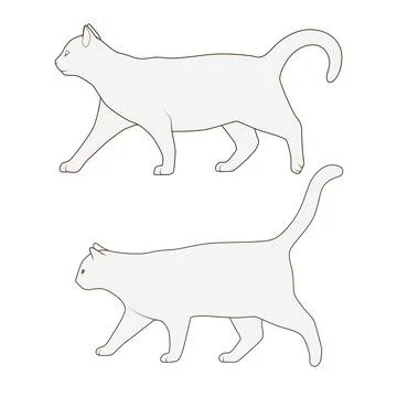 Cat side view scheme silhouette vector Stock Illustration