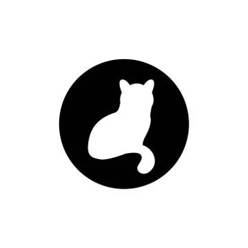 Cat silhouette in the circle vector design template illustration Stock Illustration