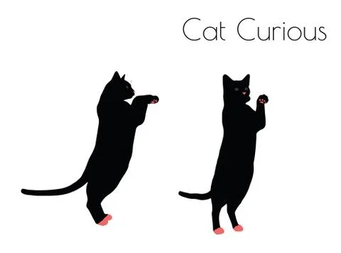 Cat silhouette in Curious Pose Stock Illustration