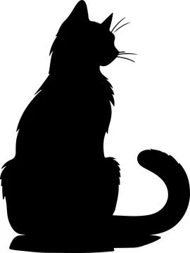 Cat Silhouette illustration Vector White Background Stock Illustration