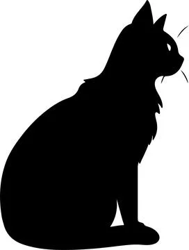 Cat Silhouette illustration Vector White Background Stock Illustration