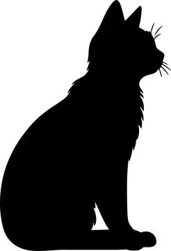 Cat Silhouette illustration Vector White Background Illustrazione stock