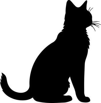 Cat Silhouette illustration Vector White Background Stock Illustration