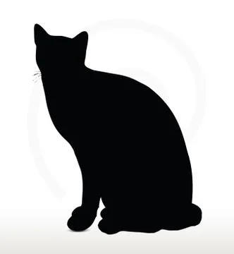 Cat silhouette in Sitting pose Stock Illustration