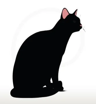 Cat silhouette in Sitting pose Stock Illustration