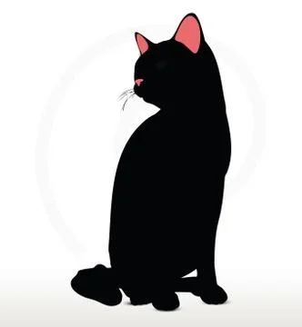 Cat silhouette in Sitting pose Stock Illustration
