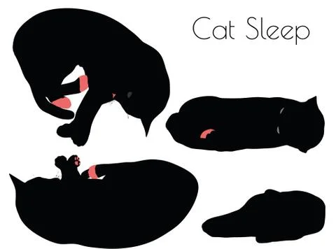Cat silhouette in Sleep Pose Stock Illustration