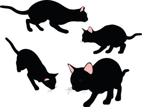 Cat silhouette in Stalking pose Stock Illustration