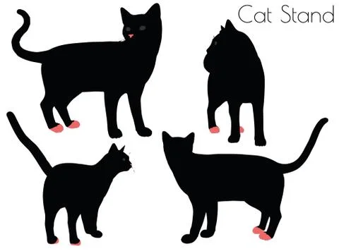 Cat silhouette in Stand Pose Stock Illustration