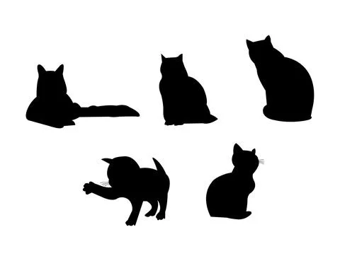 Cat silhouettes on white Stock Illustration