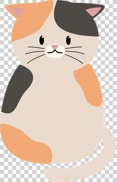 Cat sit cute black and orange partial Stock Illustration