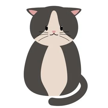 Cat sit cute black partial Stock Illustration