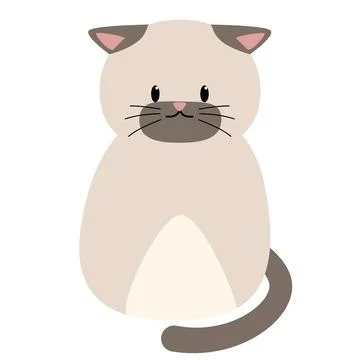 Cat sit cute gray partial Stock Illustration