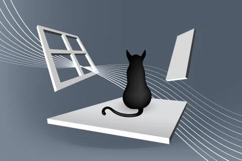 Cat sitting abstract illustration Ilustração Stock