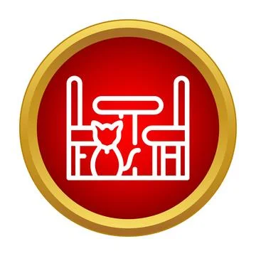 Cat sitting at a cafe table icon Stock Illustration
