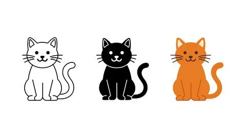 Cat sitting icon set Stock Illustration