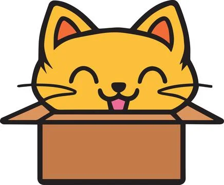 Cat sitting inside cardboard box Stock Illustration