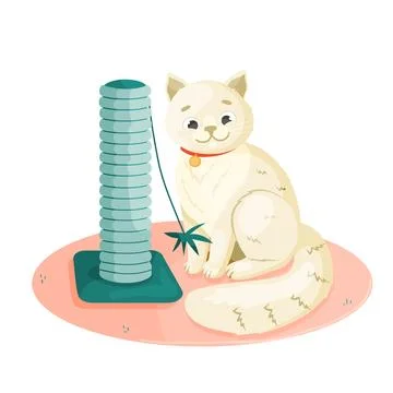 Cat sitting next to scracther. 스톡 일러스트