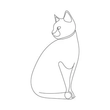 Cat sitting, one continuous line drawing. Simple minimalist abstract animal Stock Illustration