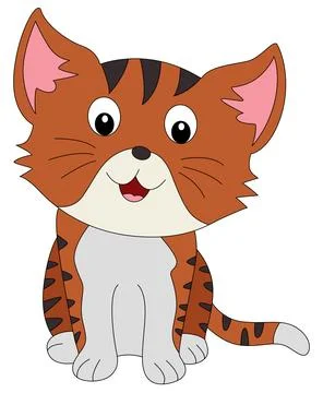 A cat is sitting on the in smiling Stock Illustration