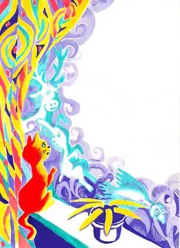 Cat is sitting on the windowsill Stock Illustration