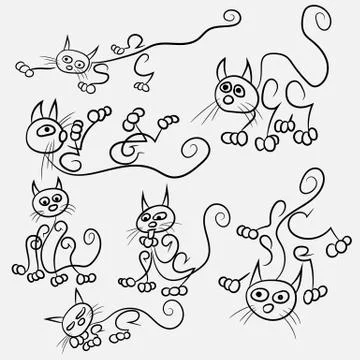 Cat sketch in different positions Stock Illustration