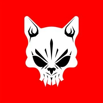 Cat Skull isolated. Concept cat skeleton head for pirate flag Stock Illustration