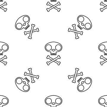 Cat skull symbol with bones seamless pattern Stock Illustration