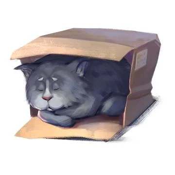 Cat sleep in box Stock Illustration