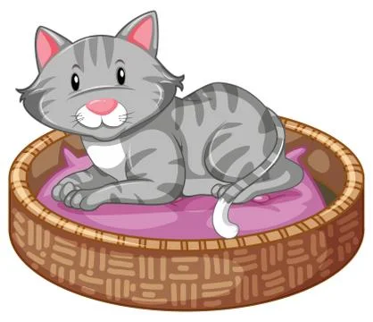 Cat sleeping in the bed Illustrazione stock