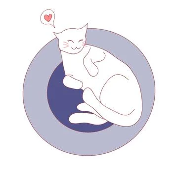 Cat Sleeping on Bed Stock Illustration