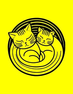 Cat sleeping in a circle in a cute style Stock Illustration